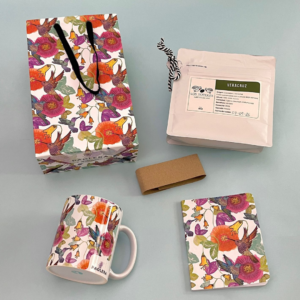 Set de café, taza y libreta