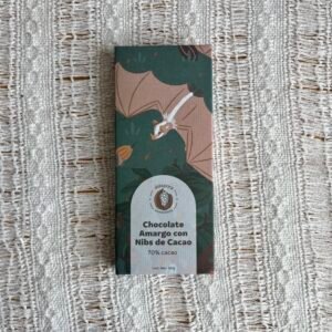Barra de chocolate amargo con nibs de cacao Diáspora Chocolatería, 50 g