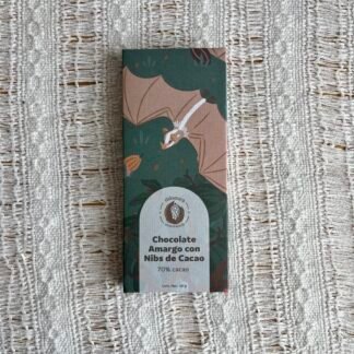 Barra de chocolate amargo con nibs de cacao Diáspora Chocolatería, 50 g